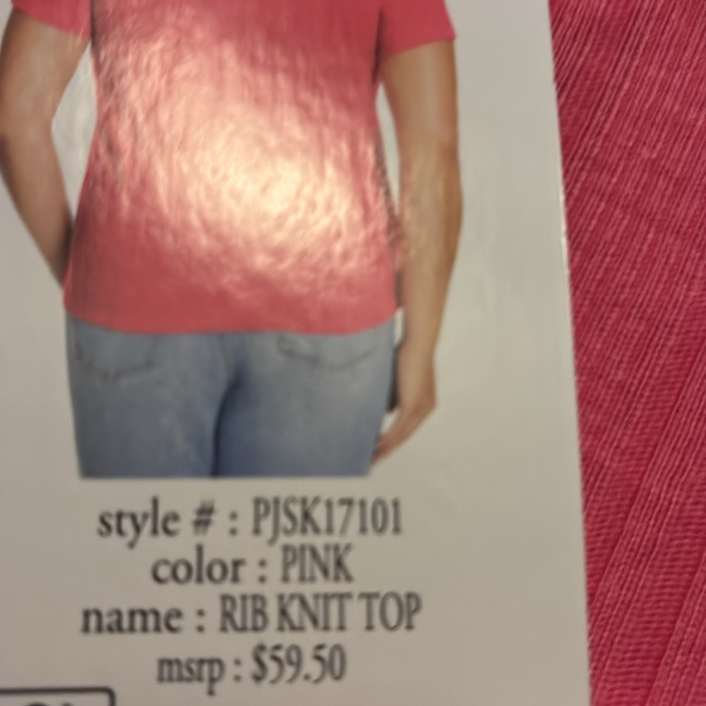 Jessica Simpson Coral V-Neck Rib Knit Short Sleeve Top - Picture 7 of 8